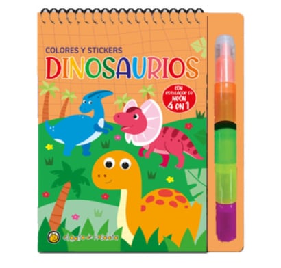 Libro Infantil Prh Colores 4 En 1 Y Stickers: Dinos