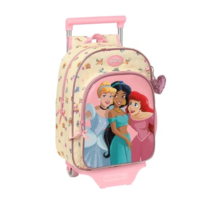 Mochila Con Carro Premium Princesas 35 Cm 