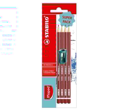 Set 4 Lápices Stabilo Y Sacapuntas