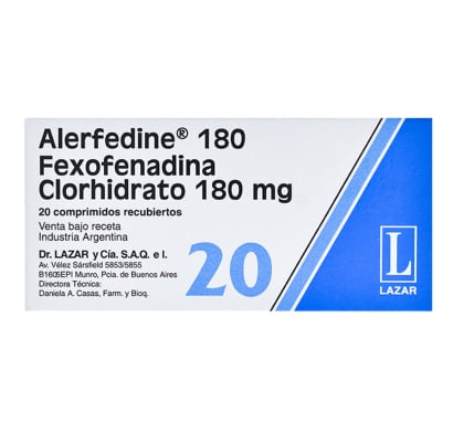 Alerfedine 180 Mg 20 Comprimidos Recubiertos