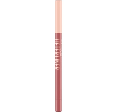 Delineador de labios Maybelline Lifter Liner, con fórmula hidratante de ácido hialurónico y aceite de jojoba, en  presentación con letras y tapa dorada.

