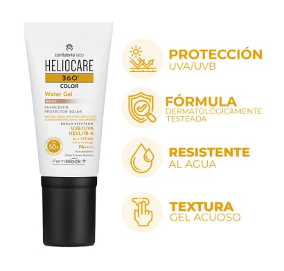 Protector Solar Heliocare 360° Water Gel Color Beige FPS50+ 50 ml