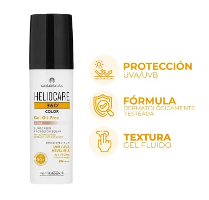 Protector Solar Heliocare 360° Gel Oil Free Color Beige FPS50+ 50 ml