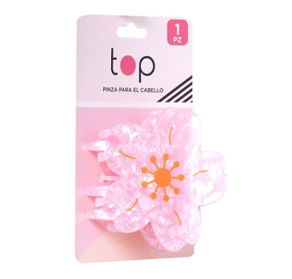 Pinza Para El Pelo Top Flor Rosa 1 Unidad