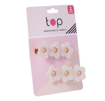 Pinzas Para El Pelo Top Flores Blancas 2 Unidades