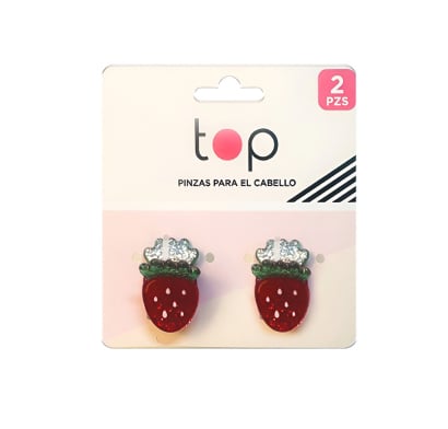 Pinzas Para El Pelo Top Frutilla 2 Unidades