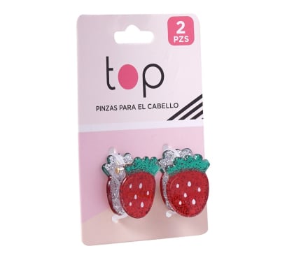 Pinzas Para El Pelo Top Frutilla 2 Unidades