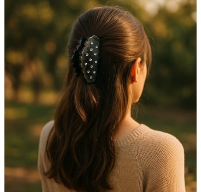 Pinza Para El Pelo Top Azul Con Brillos 
