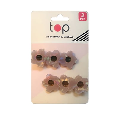Pinzas Para El Pelo Top Flores Rosadas 2 Unidades