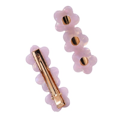 Pinzas Para El Pelo Top Flores Rosadas 2 Unidades