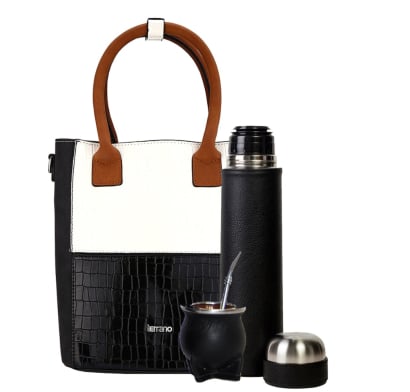 Kit Terrano Matera De Mano + Termo Forrado 750 Ml + Mate De Cerámica