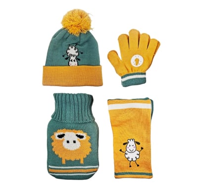 Kit De Abrigo Readywarm Oveja Bolsa De Agua Caliente Con Funda 500 Ml + Gorro + Guantes + Bufanda