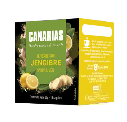 Té Verde Canarias Con Jengibre Y Limón 10 Unidades