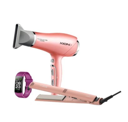 Combo Xion Secador 2200 W + Planchita Style Rose + Reloj Watch 55