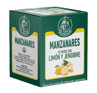 Té Verde Manzanares Jengibre Y Limón 10 Unidades 
