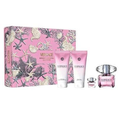 Cofre Versace Perfume Bright Crystal Edt 90 Ml + Loción Corporal 100 Ml + Gel De Ducha 100 Ml + Mini Talla 5 Ml