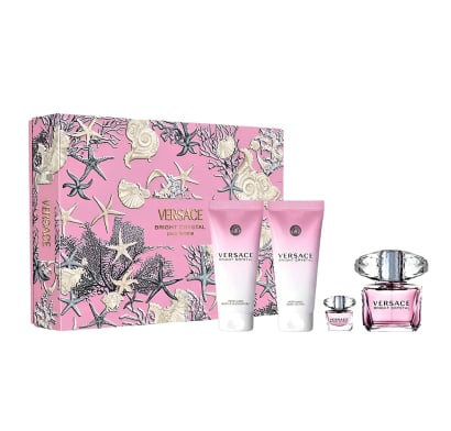Cofre Versace Perfume Bright Crystal Edt 90 Ml + Loción Corporal 100 Ml + Gel De Ducha 100 Ml + Mini Talla 5 Ml
