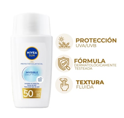 Protector Solar Nivea Fluido Invisible Facial FPS50+ 40 ml