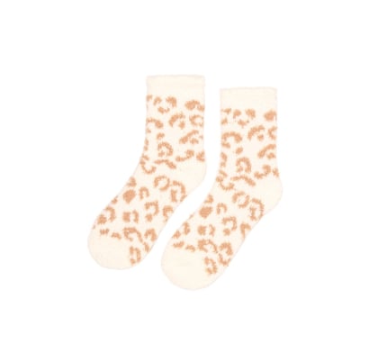 Medias Pimentón Plush Blanca Y Marrón