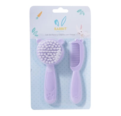 Set Peine y Cepillo Rabbit Violeta 2 Unidades Diseños Surtidos