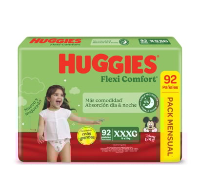 Pañales Huggies Flexi Comfort XXXG 92 Unidades