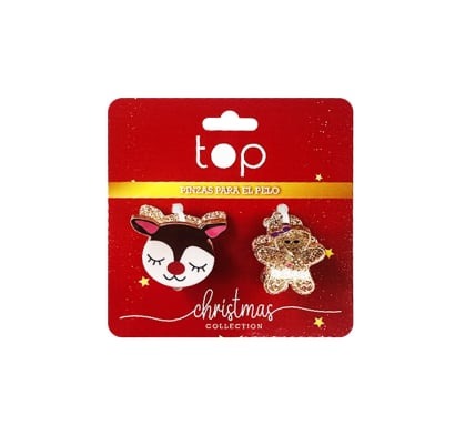 Pinza para el Pelo Top Reno y Galleta 2 Unidades