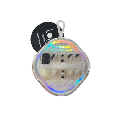 Uñas Adhesivas Top Premium Press On Negro Beige 30 Unidades 