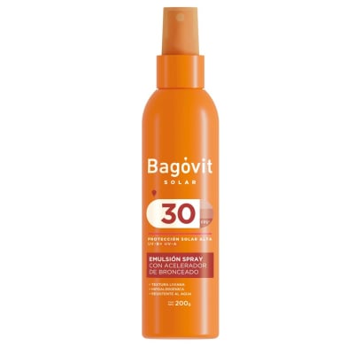 Protector Solar Bagovit con Acelerador de Bronceado Spray FPS30 200 g 