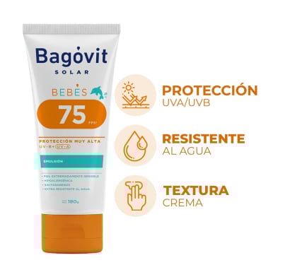 Protector Solar Bagovit Bebés Emulsión FPS75 180 g 