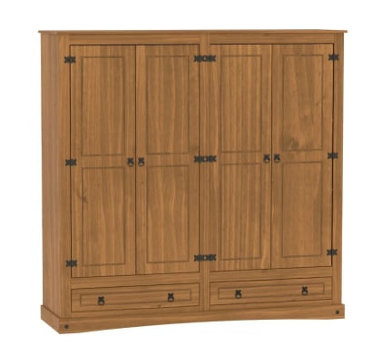 Ropero La Cueva Muebles Naturale 4 Puertas Madera Maciza