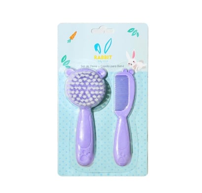 Set Peine y Cepillo Rabbit Violeta 2 Unidades Diseños Surtidos