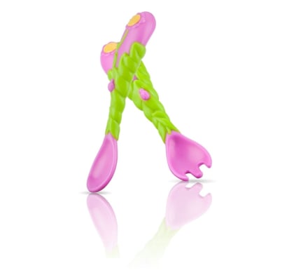 Set De Tenedor Y Cuchara Nuby Flores