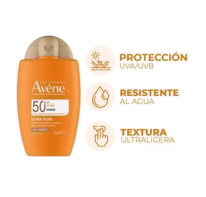 Protector Solar Avène Ultra Fluido Mat Perfect con Color FPS50+ 50 ml 