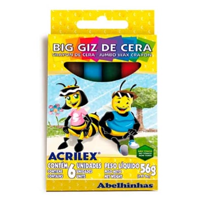 Crayolas Acrilex 9806 Neón Jumbo 6 Colores