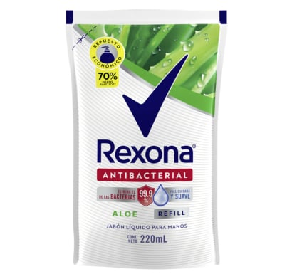Jabón Líquido Rexona Para Manos Aloe Refil 220 Ml