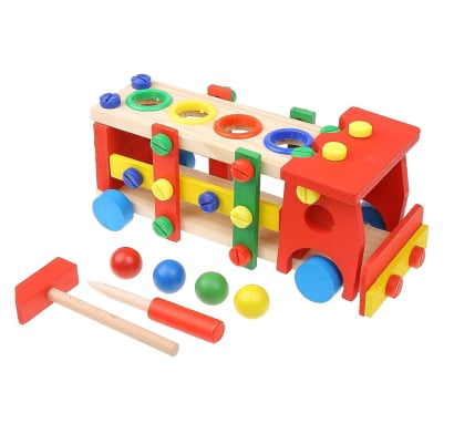 Camion Akas Madera Con Herramientas Y Pelotas