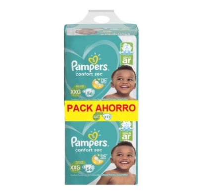 PAÑALES PAMPERS CONFORT SEC FORTE BAG XXG X112