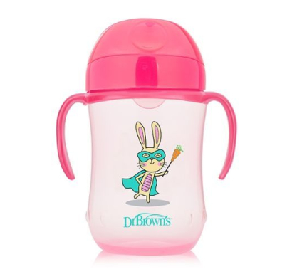 VASO DR.BROWNS BOCA ANCHA Y ASAS 9OZ 270ML ROSA
