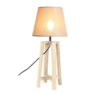 Lámpara Con Pie En Madera Redonda