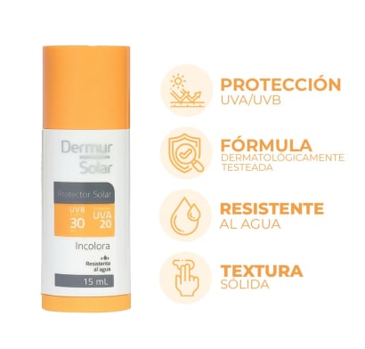 Protector Solar en Barra Dermur Incolora FPS30 15 ml