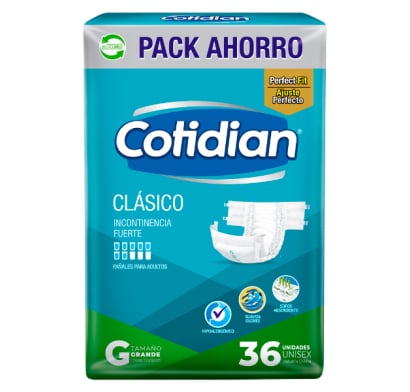 Pañales Para Adultos Cotidian Clásico G 36 Unidades
