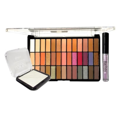 Combo Baolishi Petaca De Sombras N° 2, Iluminador y Brillo Labial N°36