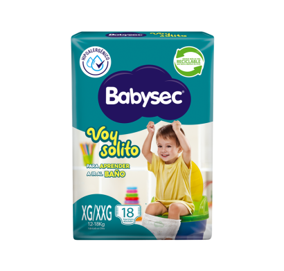 Pañales Babysec Voy Solito Xg/xxg 18 Unidades 