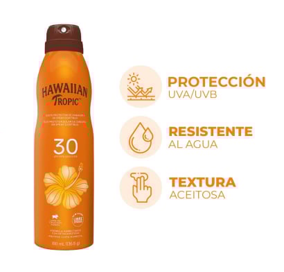 PROTECTOR SOLAR HAWAIIAN TROPIC ACEITE ZANAHORIA F30 SP.180ML