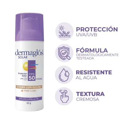 Protector Solar Dermaglós Facial Tono Claro FPS50 50 g