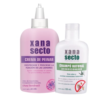 Pack Piojicida Xanasecto Crema Para Peinar 265 Ml + Shampoo Natural 120 Ml