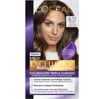 Tinta L'oréal Paris Excellence Matizador Supreme N°6.17 rubio Oscuro Cenizo Mate