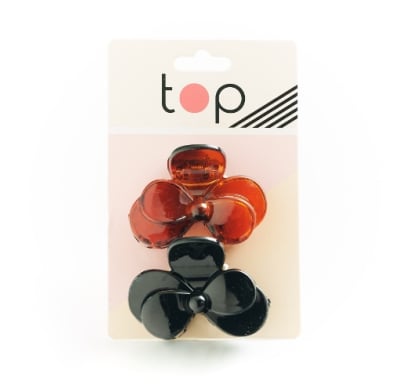 Mini Pinzas Para El Pelo Top Carey Y Negro 2 Unidades