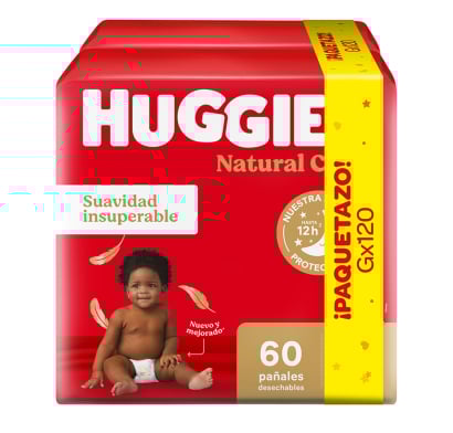 Pañales Huggies Natural Care Unisex G 120 Unidades