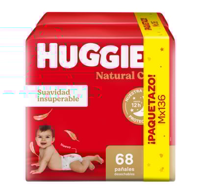 Pañales Huggies Natural Care Unisex M 136 Unidades